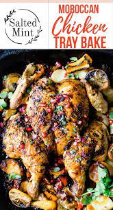 Easy Moroccan Roast Chicken With Vegetables And Potatoes An Easy Sheet Pan Dinner Sheetpan Ch Chicken Tray Bake Recipes Chicken Dinner Recipes Roast Dinner