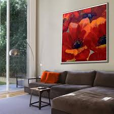 Living Room Painting Modern Painting Oil Painting Flowers Etsy Floral Wall Art Red Wall Art Red Painting