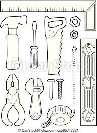 Print hammer coloring page (color). Construction Tools Coloring Illustration Illustration Of A Coloring Page Of Different Construction Tools From Ruler Hammer Canstock