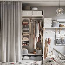 In today's video i learned how to use a drill and hung some curtains over my closet doors! Decor Ideas From A Small One Room Home Small Space Wardrobe Ideas Small Bedroom Organization Curtain Wardrobe Ideas