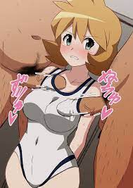 2boys blush breasts cowboy shot creatures (company) female game  freak green eyes gym leader hairy man huge breasts kasumi (pokemon) large  breasts legs misty (pokemon) misty (pokemon hgss) multiple