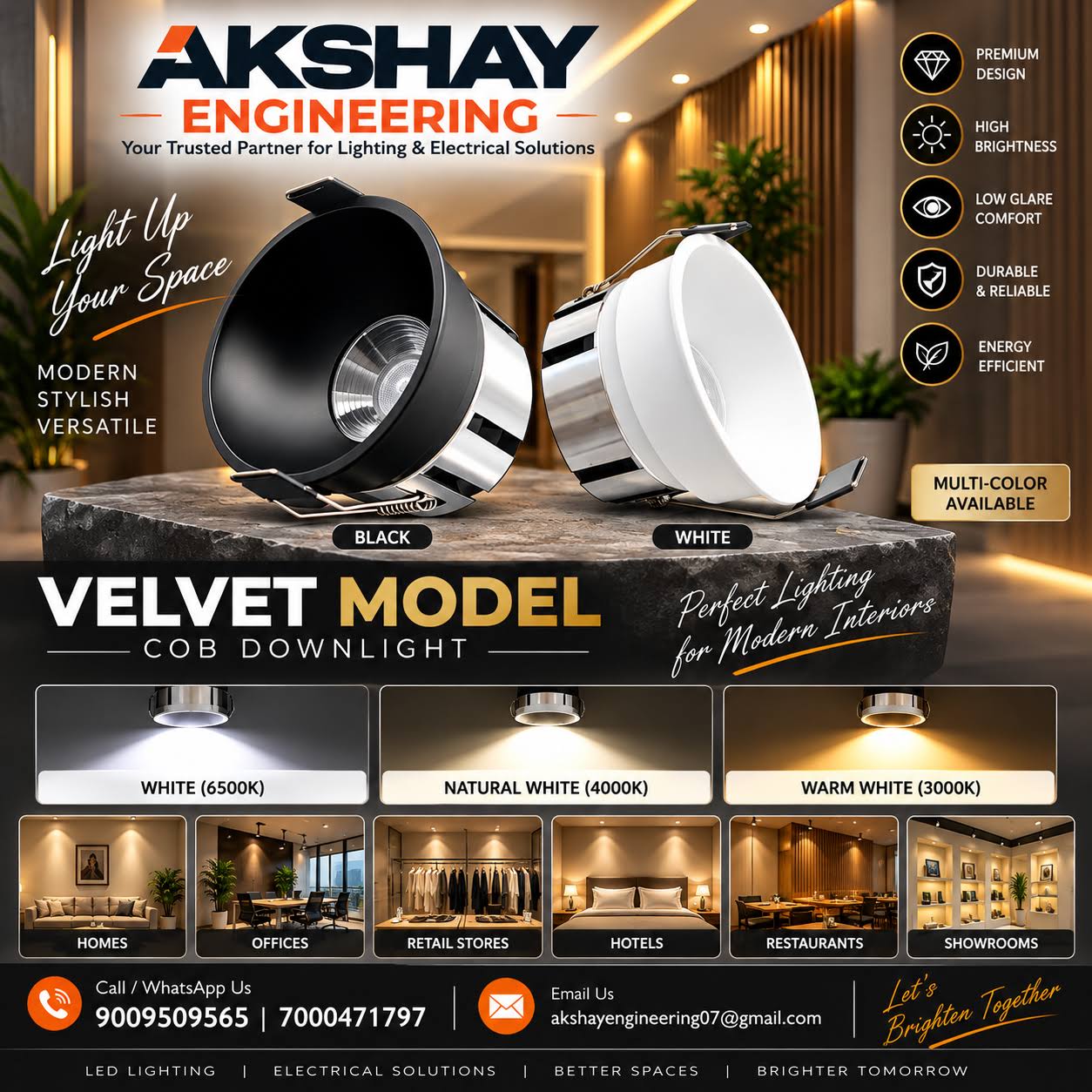 VELVET MODEL COB LED LIGHT 7W -12W -15W -18W || product image