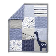 Eco friendly dyes that do not fade or alter the texture. Roar Blue Gray White Dinosaur 3 Piece Nursery Baby Crib Bedding Set