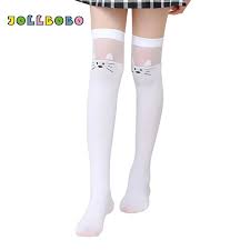 Free shipping for many items! Children White Knee High Socks Kids 3 12t Summer Thin Cute Cartoon Cat Striped Princess Girls Long Socks Velvet High Quality Socks Aliexpress