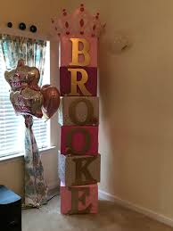 Wine Boxes Covered And Stacked Up With Olivia S Name At Front Door Girl Baby Shower Decorations Baby Shower Fun Baby Shower Princess