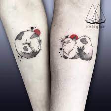 Matching Tattoos By Mentat Gamze Mentatgamze Blackandgrey Matchingtattoos Redink Cat Kitty Friend Tattoos Matching Tattoos Matching Best Friend Tattoos