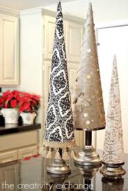 Fabric Covered Poster Board Christmas Tree Cones