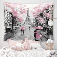 Combined with additional themed decor to complete the look. Amazon Com Riyidecor Pink Paris Eiffel Tower Tapestry For Living Room Wall Decor 51hx59w Inch Paris Theme Backdrop Wall Hanging For Girls Women Vintage Modern Romantic France City Art Lover Couple Home Bedroom
