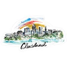 Sticker shown on a 13 macbook pro and various chromebooks. Cleveland Painted Skyline Sticker