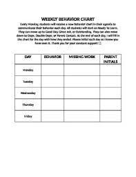 Weekly Behavior Chart By Fourth Grade Success Teachers Pay