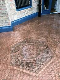 Diy copper penny floor project: Top 60 Best Penny Floor Design Ideas Copper Coin Flooring