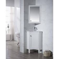 This white bathroom is exclusive featuring a corner cabinet design. Corner Bathroom Floor Cabinet Corner Bathroom Floor Cabinet Design