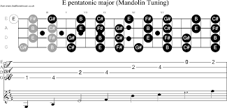 scale stave and neck diagram for mandolin scale e