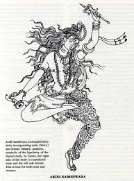 Ardhanarishvara Right The Male Energy Shiva And Left The Female Energy Shakti Symbolic Of The Bipolarity Of The Human Body Shiva Tattoo Shiva Shiva Sketch