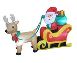Santa claus driving in a sledge. The Holiday Aisle Christmas Inflatable Santa Claus On Sleigh With Reindeer Reviews Wayfair Ca