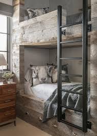Spacious drawers and shelves fixed directly to the frame keep large toys and games neat, while bunk beds with storage bins supply a spot for small items. Barn Board Bunk Beds With Storage Drawers Country Bedroom