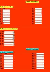 But, unlike spanish cardinal numbers, spanish ordinal numbers actually do match the nouns they modify in both gender and number. Esl English Exercises Cardinal Numbers X Ordinal Numbers 1 100