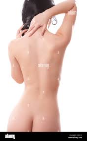 Beautiful woman naked body in the back with long hair Stock Photo - Alamy