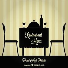 Restaurant Table And Chairs Silhouettes In Black Menu Restaurant Vector Free Restaurant