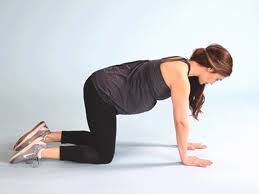 Redhead woman stretching spine practicing cat cow pose and doing bird dog balance or donkey kick posture, kneeling opposite arm and leg extension. How To Do Cat Cow Pose And Stretch The Muscles In Your Back