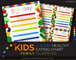 Kids Healthy Eating Chart Dry Erase 5 A Day Fruit Veggies Printabe Chart Rainbow Wall Planner Organizer Diy Household Pdf Printables