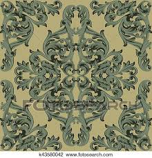 Vintage Baroque Damask Floral Pattern Acanthus Imperial Style Vector Decor Background Luxury Classic Ornament Royal Victorian Texture For Wallpapers Textile Fabric Green Color Clipart K43580042 Fotosearch