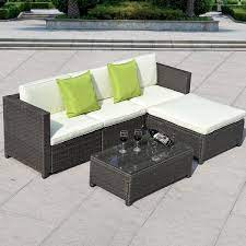 5pc Patio Rattan Wicker Sofa Set Cushioned Furniture Garden Steel Frame Black Cheap Patio Furniture Patio Furniture Sets Outdoor Furniture Sets