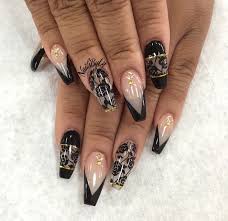 Acrylic Black And Clear Nails Black Nails Pretty Nails Fashion Nails Gorgeous Nails