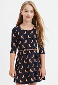 Girls Belted Fox Print Dress Kids Fox Print Dress Kids Dress Dresses Kids Girl