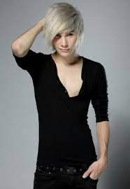 Blue emo hair with curly edges. Bleach Blonde Hair Dyed Blonde Hair Blonde Dye Emo Hair
