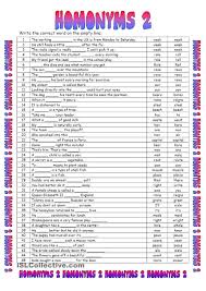 Homonyms 2 Homonyms Middle School Grammar Worksheets Teaching English Grammar