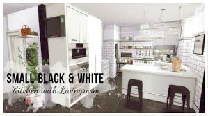 Dinha Gamer Small Black White Kitchen With Livingroom Sims 4 Downloads Sims 4 Cc Furniture Sims 4 Kitchen Sims House