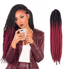 Ombre Black And Burgundy Braids 100g 24 Inch Ombre Black Red Havana Mambo Twist Crochet Braid Hair Extension Havana Mambo Twist Crochet Twist Braid Hairstyles Crochet Twist