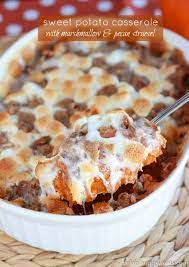 Sweet Potato Casserole With Marshmallow Pecan Streusel Recipe Yummly Recipe Sweet Potato Recipes Sweet Potato Recipes Casserole Thanksgiving Dishes