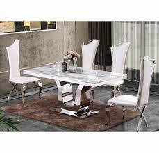 $233.45 ($116.73 / count) color: Yasmeen 5pc White Marble Dining Table Set By Best Quality Furniture