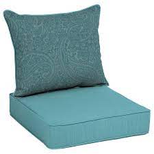 Allen Roth 2 Piece Spa Blue Kensley Deep Seat Patio Chair Cushion Lowes Com Outdoor Deep Seat Cushions Patio Chair Cushions Outdoor Sofa Cushions