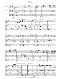 Albinoni Adagio Sheet Music For 2 Violins Viola 8notes Com Sheet Music Free Violin Sheet Music Violin