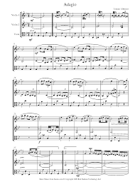 Allegro ma non troppo 2. Albinoni Adagio Sheet Music For 2 Violins Viola 8notes Com Sheet Music Free Violin Sheet Music Violin