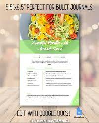 5 5x8 5 Inch Recipe Book Template Healthy Bullet Journal Size Etsy In 2021 Recipe Book Templates Family Cookbook Recipe Book