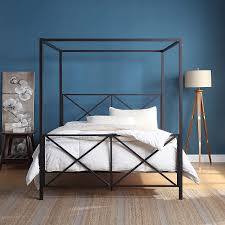Maybe you would like to learn more about one of these? Buy Dg Casa Charles 4 Corner Post Canopy Platform Bed Frame Wooden Slats Box Spring Not Required Queen Size In Black Metal Online In Turkey B08cqpv22c