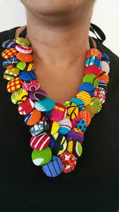 Ankara Multi Buttons Sunkari Bib Necklace Etsy Fabric Necklace Necklace Tutorial Fabric Jewelry
