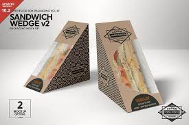 Fully customizable, change pattern, change ribbon & background colors… edit this mockup with your own design. Sandwich Wedge Box V2 Mockup Food Box Packaging Packaging Mockup Sandwich Packaging