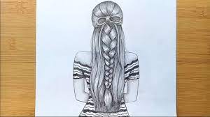 How To Draw A Girl With Beautiful Hairstyle Back Said Drawing Step By Step Youtube Easy Drawings Sketches Drawings Girl Face Drawing