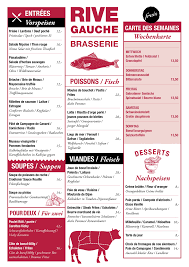 Rive Gauche Brasserie Speisekarte Deutsch Franzosisch Speisekarte Speisekarten Design Nizza Salat
