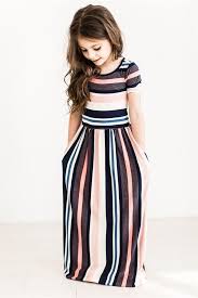 Kids Multi Colored Stripe Maxi Looks Infantis Moda Infanto Juvenil Vestidos Infantis