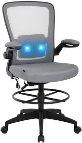 Big & tall executive office chairs. Black Drafting Chair Flip Up Arms Ergonomic Computer Chair Tall Office Chair With Foot Rest Adjustable Height With Lumbar Support Massage Task Desk Chairs Mesh Drafting Stool For Standing Desk Furniture Kolenik Home