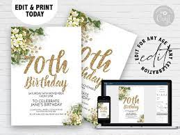 Personalization is free & preview everything online. 70th Birthday Invitations Template Wording Corjl