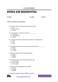 Bosnia And Herzegovina Info Geography Worksheets List Of Countries Countries Of The World