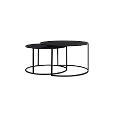 Sauder international round coffee table. Coffee Table 2 Set 65x39 And 75x44cm Duarte Glass Blackxmatt Bl Clanbay