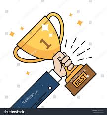 Businessman Hand Holding Gold Cup Award Isolated Vector Illustration First Place Champion Trophy Reward Success Businessman Hand Business Goals Business Man